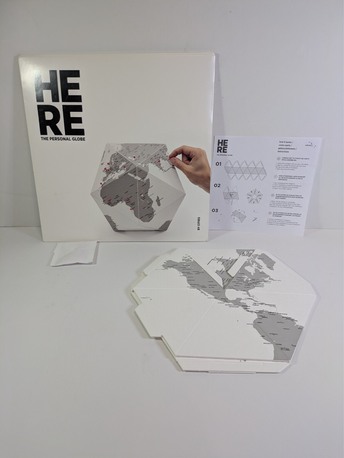 HERE Personal Globe Three-dimensional Paperboard Dodecahedron Cities World Map
