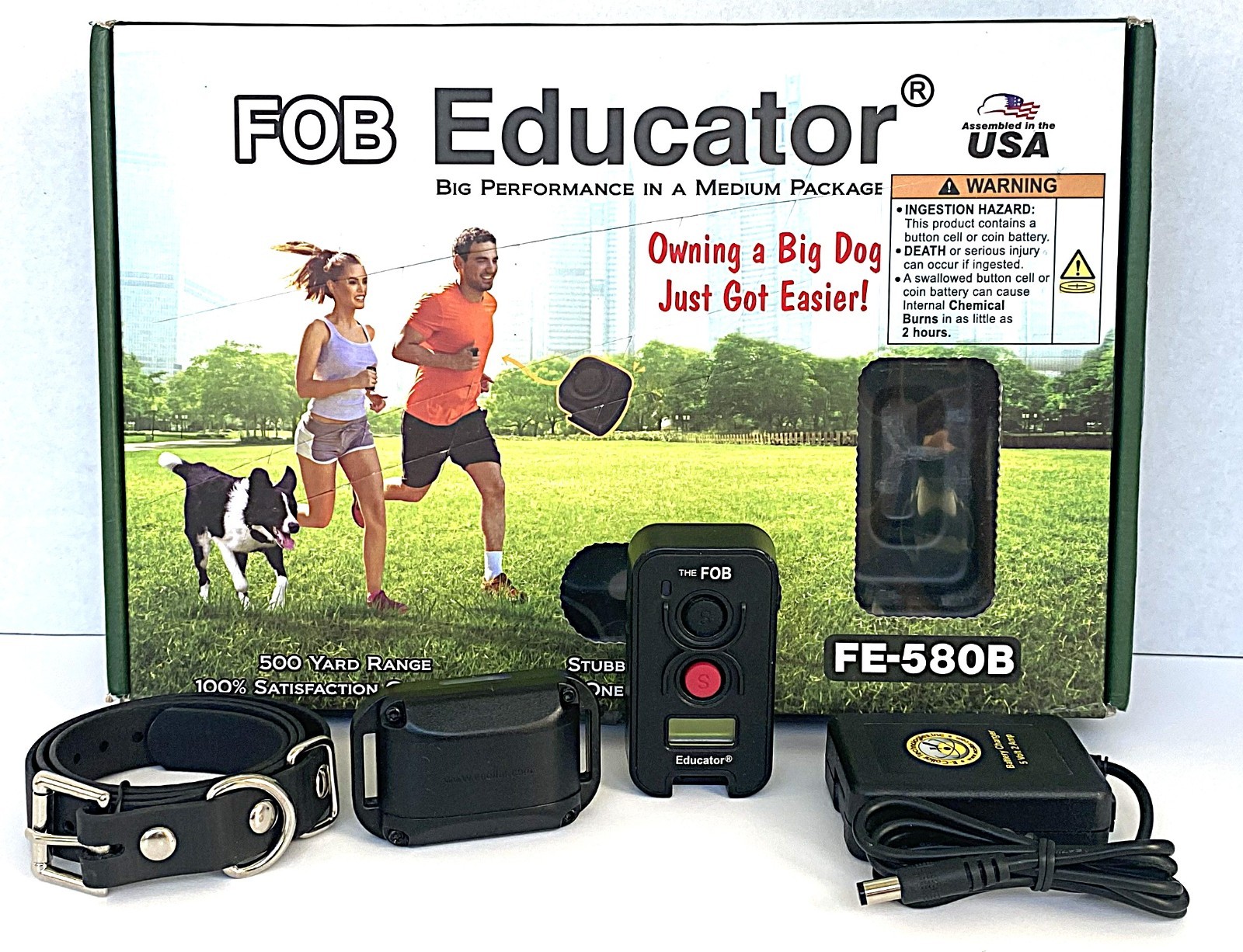 USED-FOB Educator FE-580 Remote Dog Training Collar for S,M,L Dogs, Waterproof