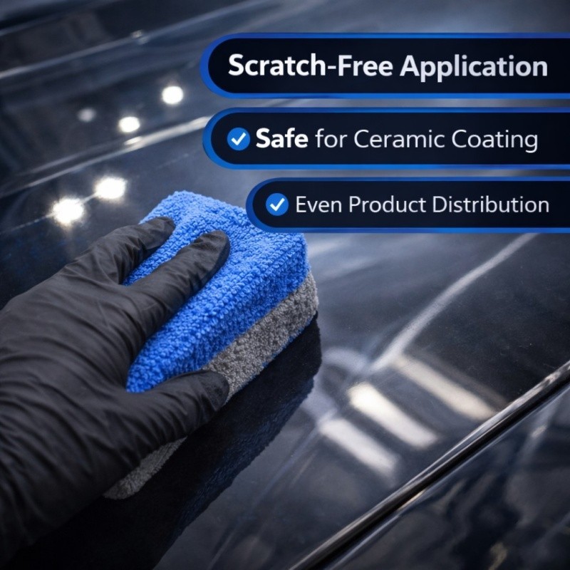 Ceramic Coating Applicator Pad 2 Pack Microfiber Sponge Car Detailing