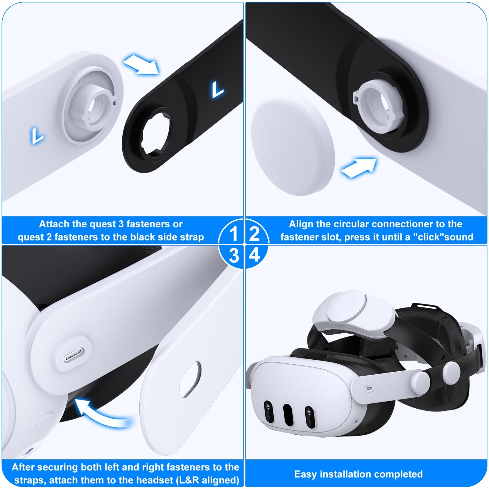 Head Strap for Meta Quest 3&Quest 2,Double Knobs Adjustable Elite Strap