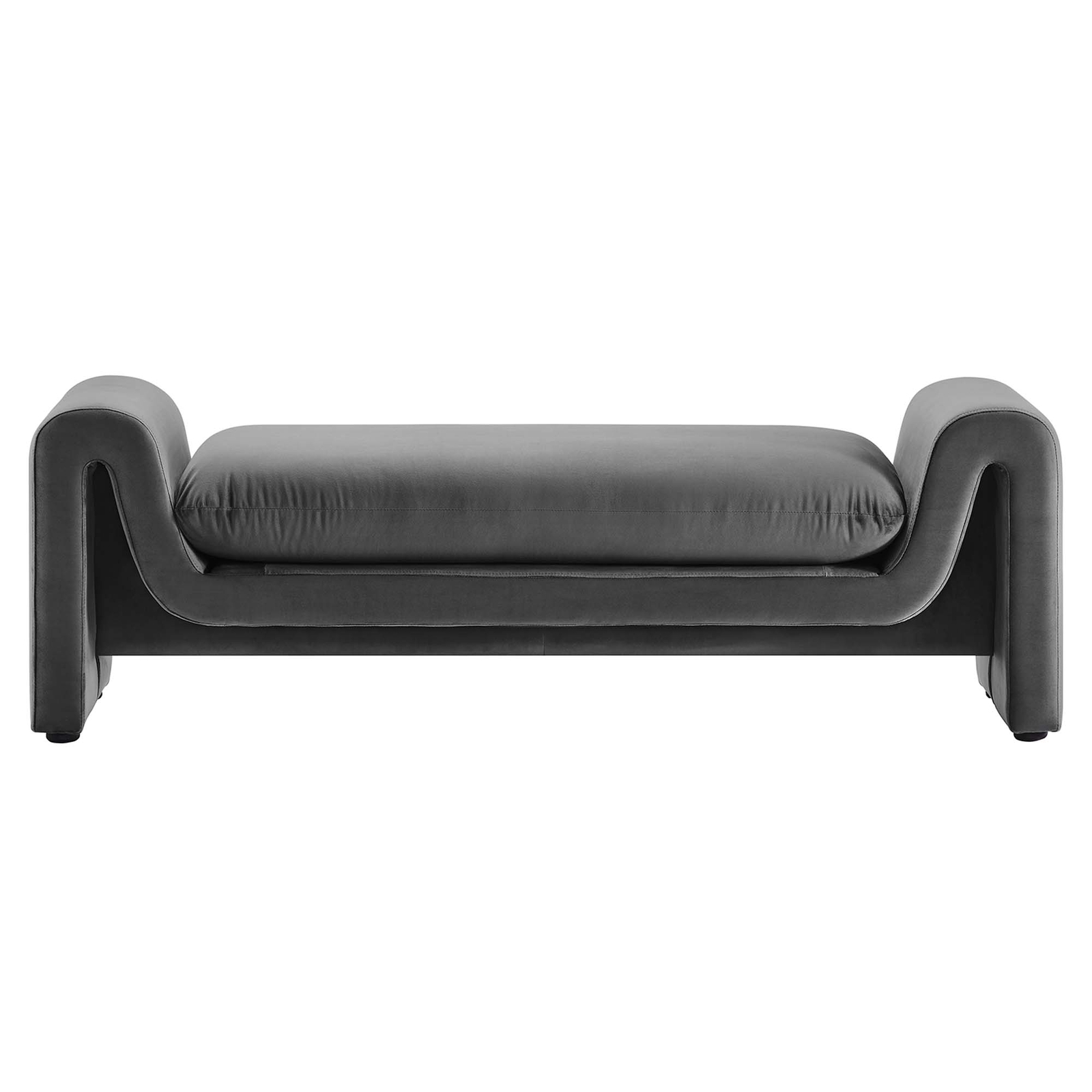 Waverly Performance Velvet Bench in Gray
