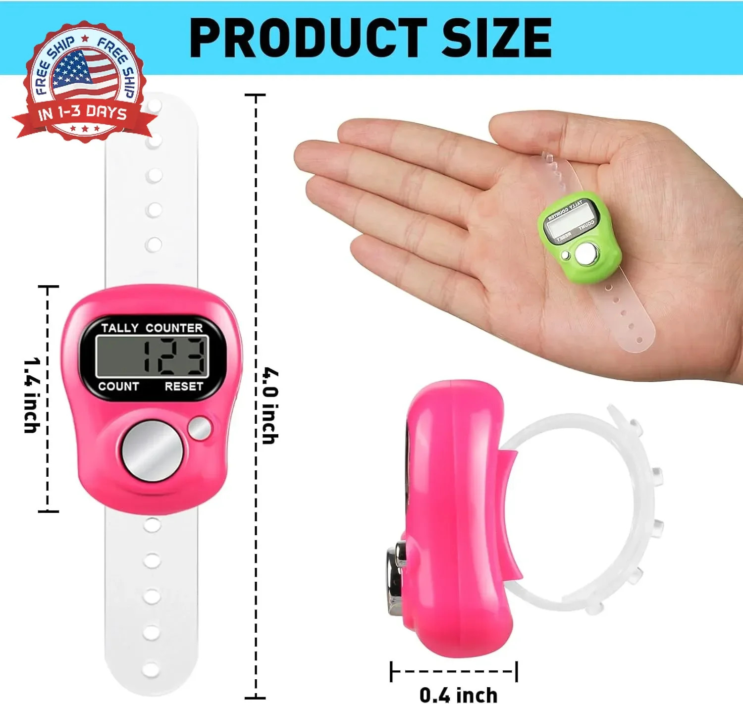 Electronic Finger Counter, Electronic Digital Display, Hand Tally Clicker Counte