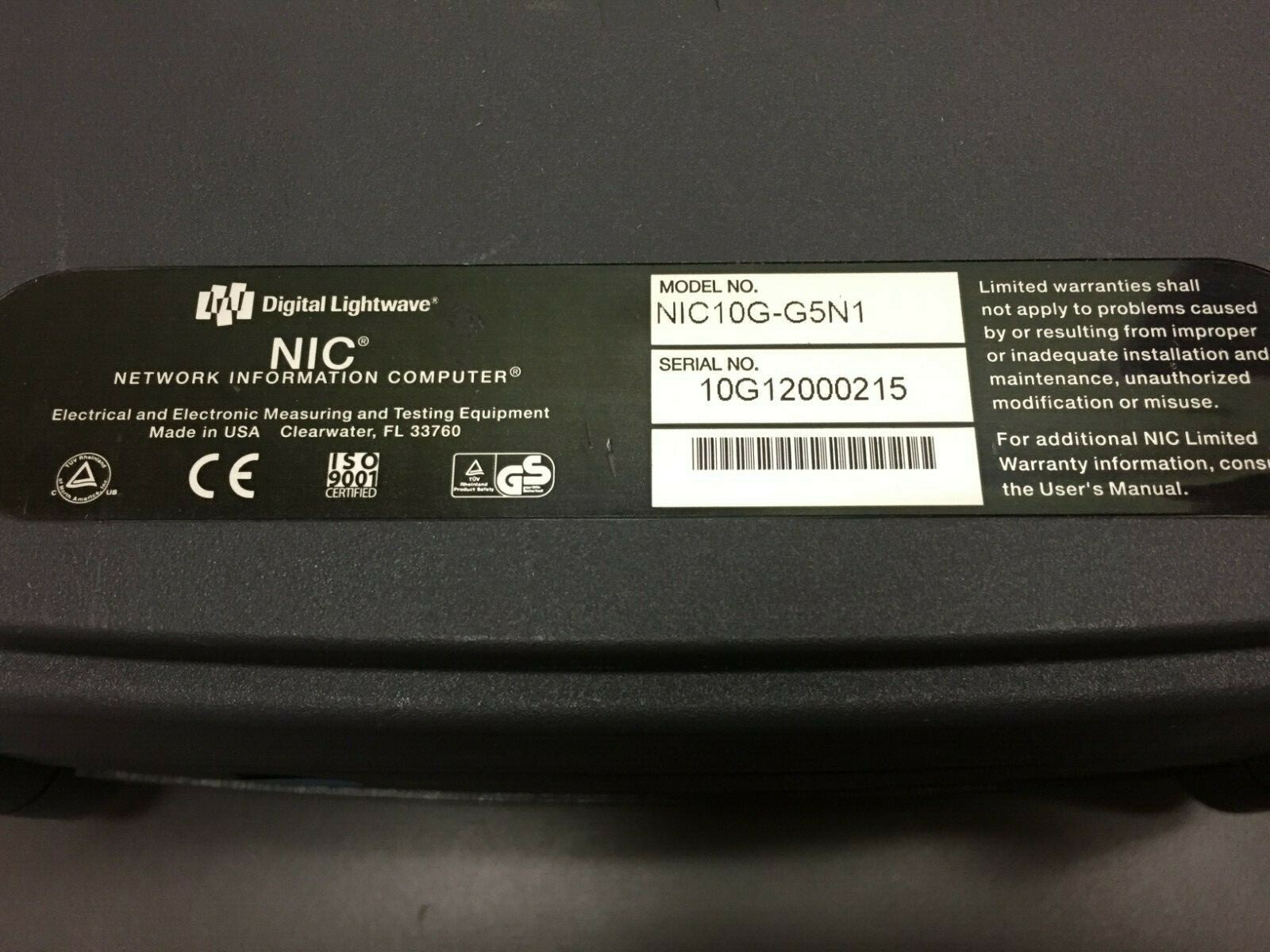 Digital Lightwave NIC10G-G5N1 Network Information Analyzer