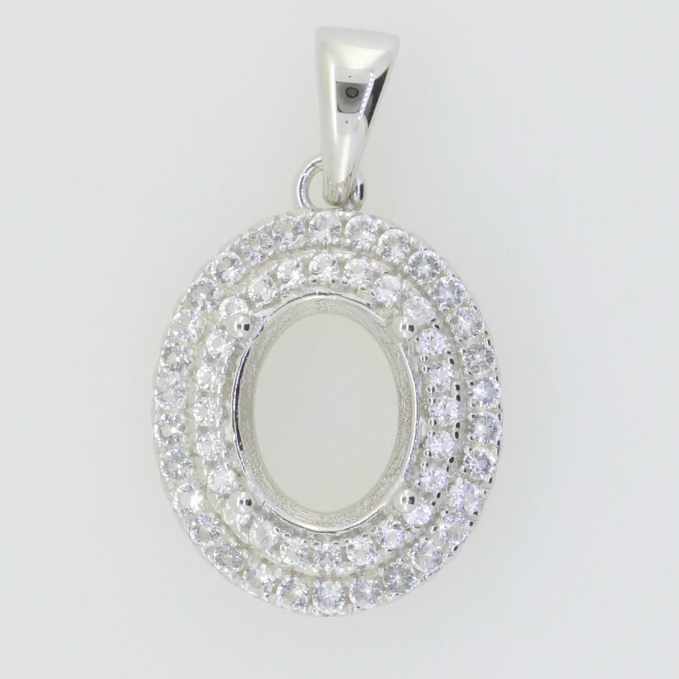 Sterling Silver Semi Mount Pendant Setting Oval OV 9X7mm Solid