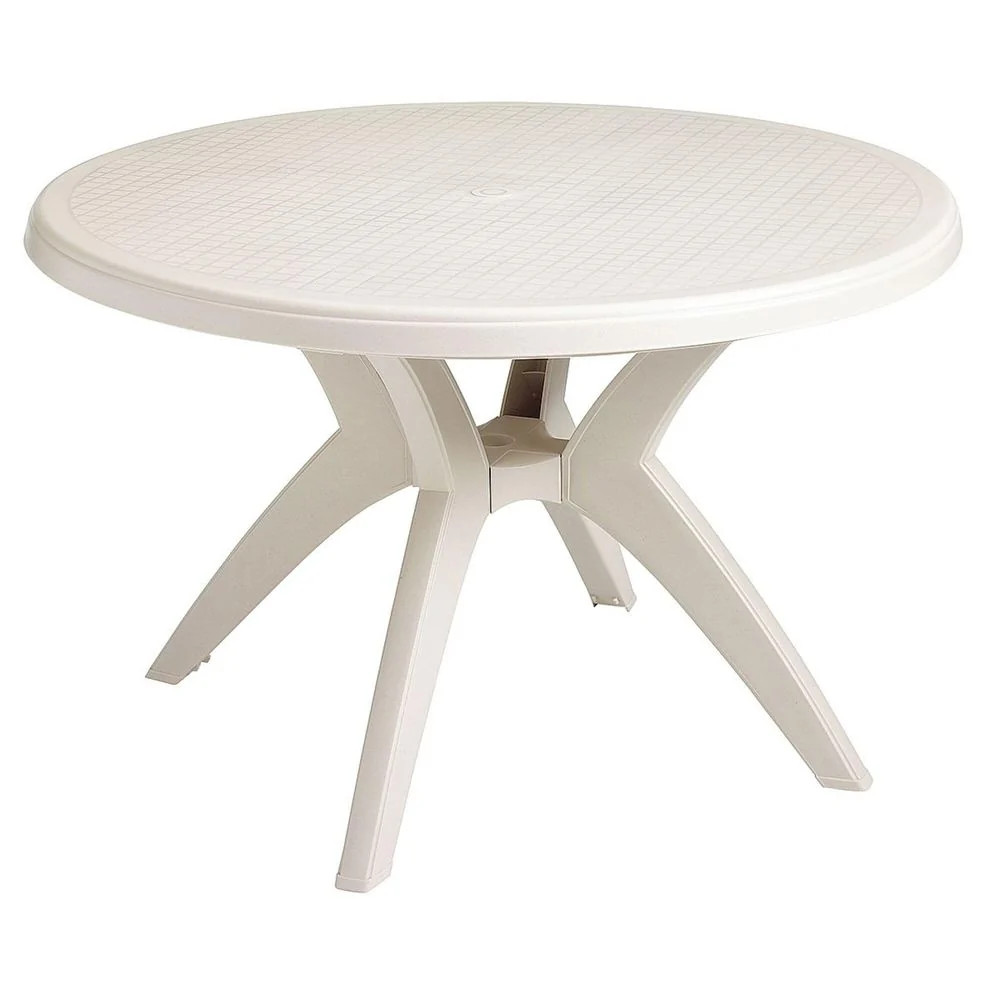 Ibiza 46'' Outdoor Round Resin Dining Table with Umbrella Hole, Sandst
