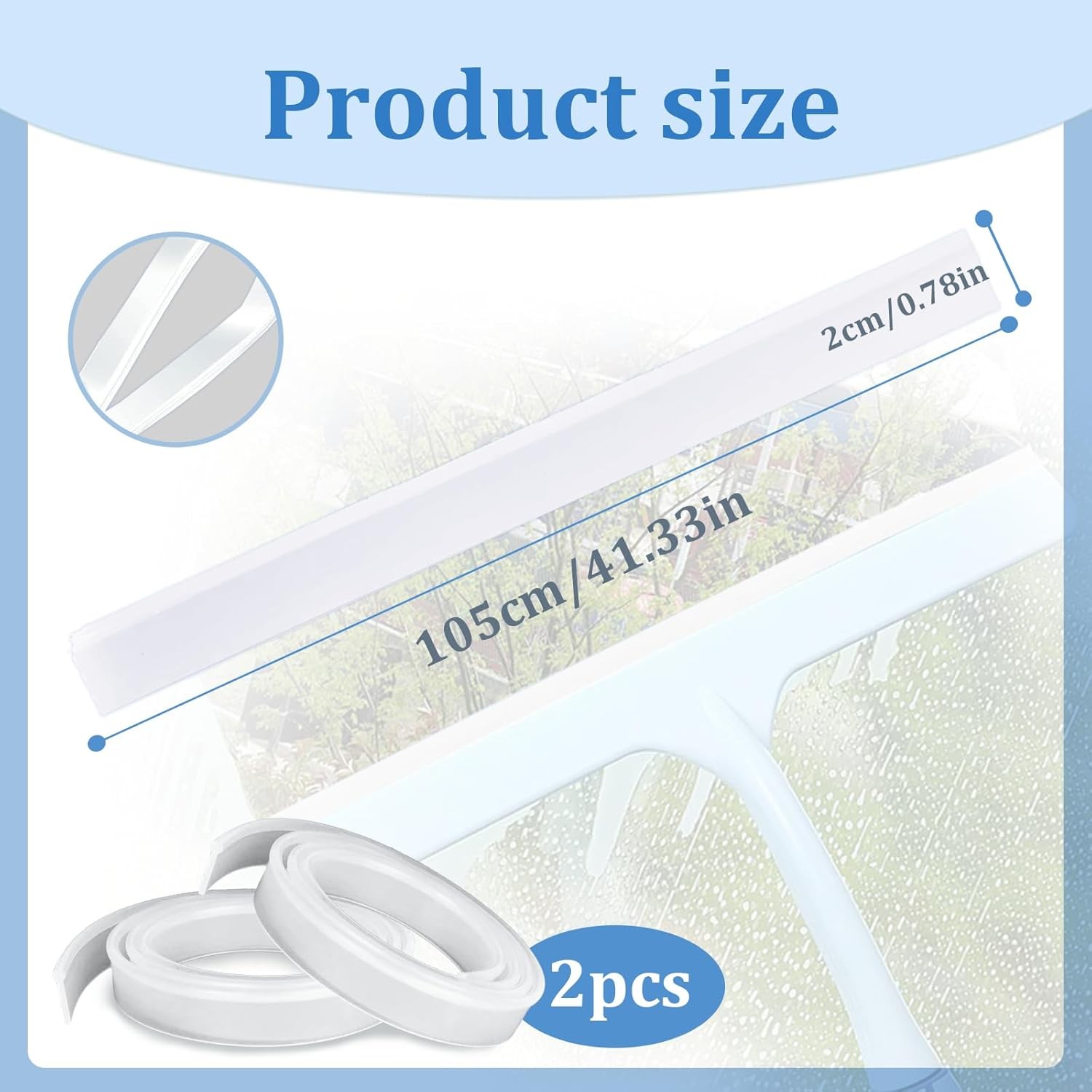 2 Pieces Squeegee Replacement Rubber Blades, 41 Inch Silicone Squeegee Shower