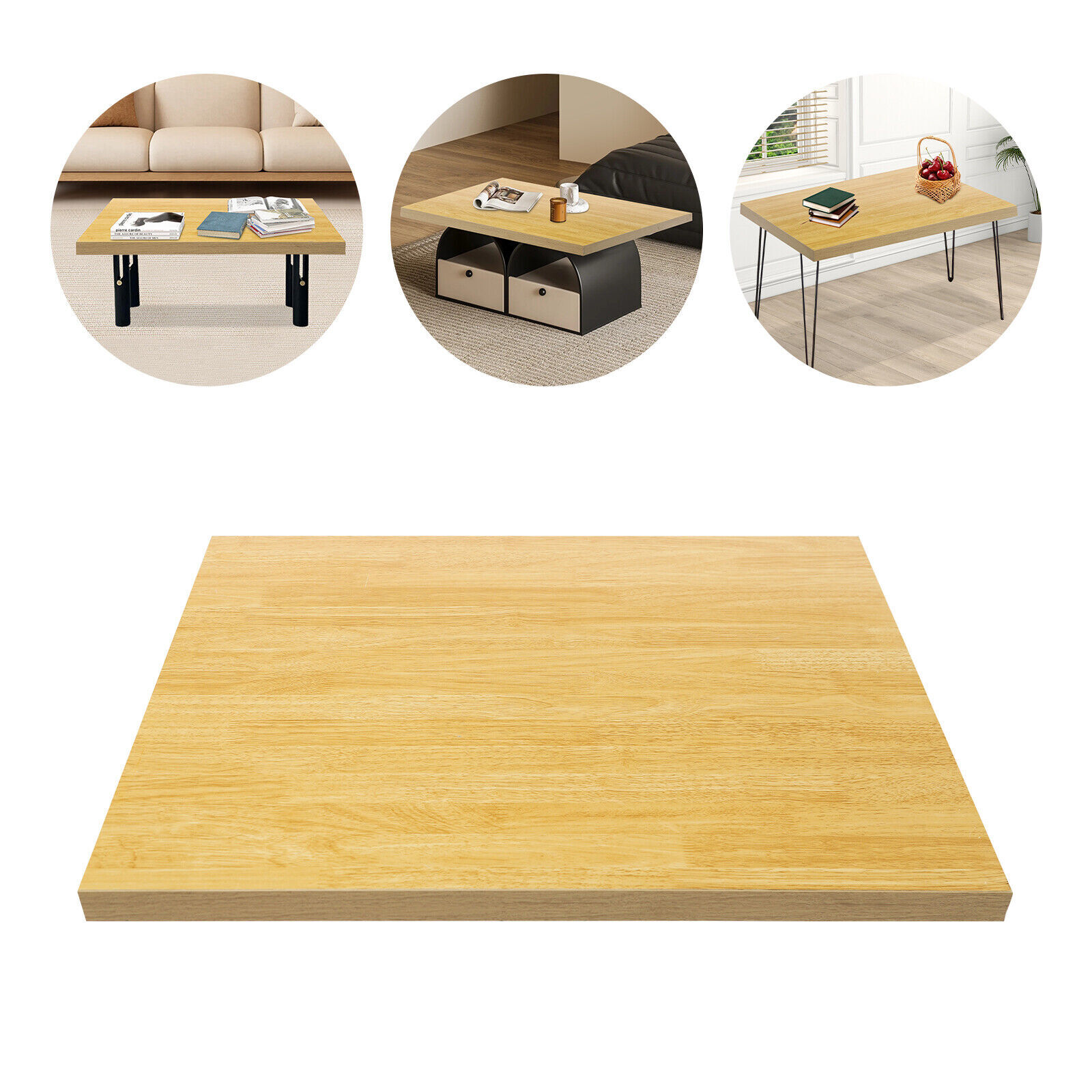 Plywood Rectangular Tabletop 75 × 60 × 3.5 cm Wood Color 35mm