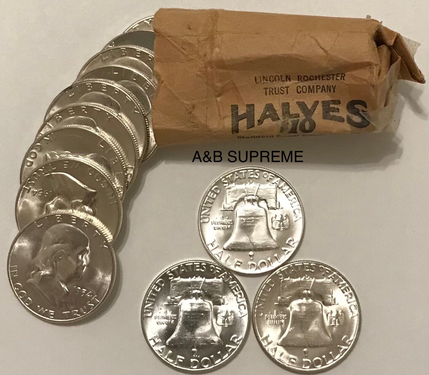 “SET OF 3 PDS” Franklin Half Dollar From OBW Roll CHOICE-GEM Bu Unc. 90% Silver