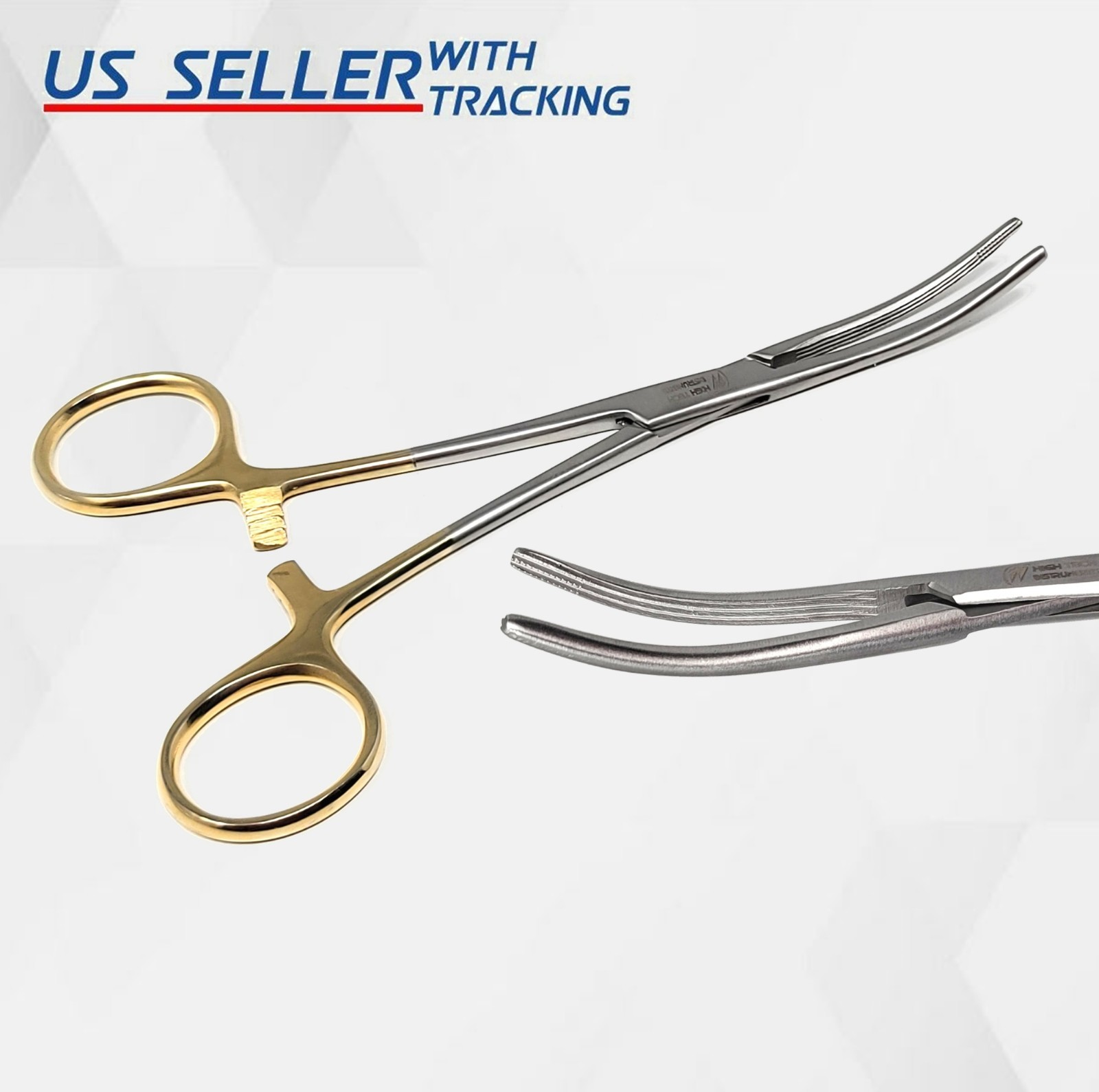 O.R GRADE ROCHESTER CARMALT ARTERY HEMOSTAT FORCEPS 6.25" CURVED W/ GOLD HANDLE