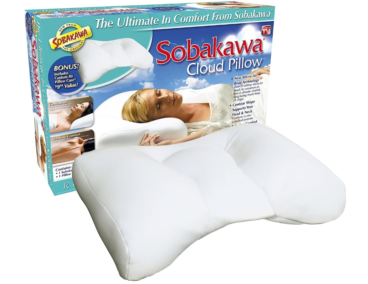 Sobakawa Cloud Pillow with Micro Bead Fill White Maximum Air Flow and Com New