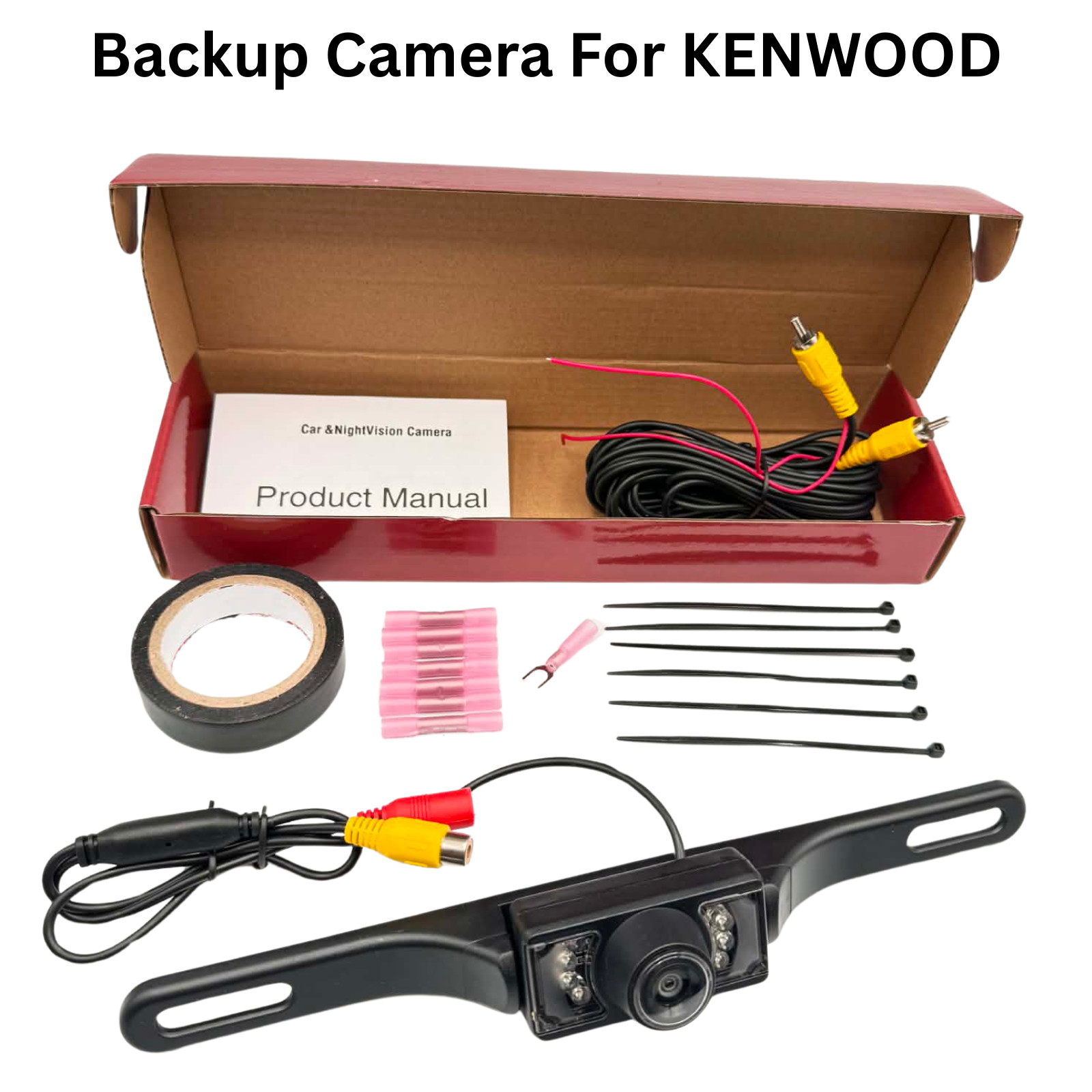 Rearview Backup Plate Camera for Kenwood DNX692 Install Kit
