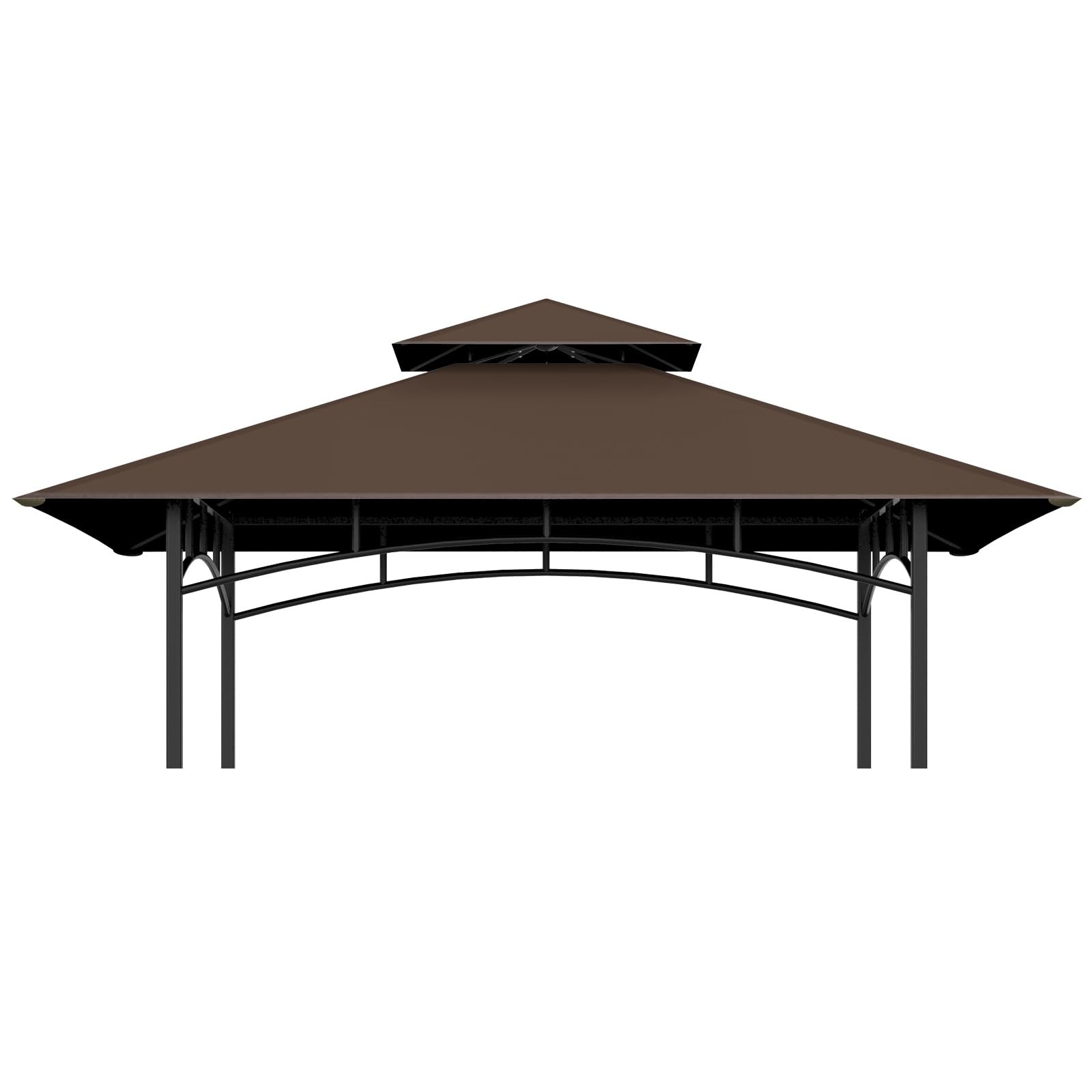 Grill Gazebo Replacement Top, 5 * 8 Outdoor BBQ Top Cover, Double Layer Brown