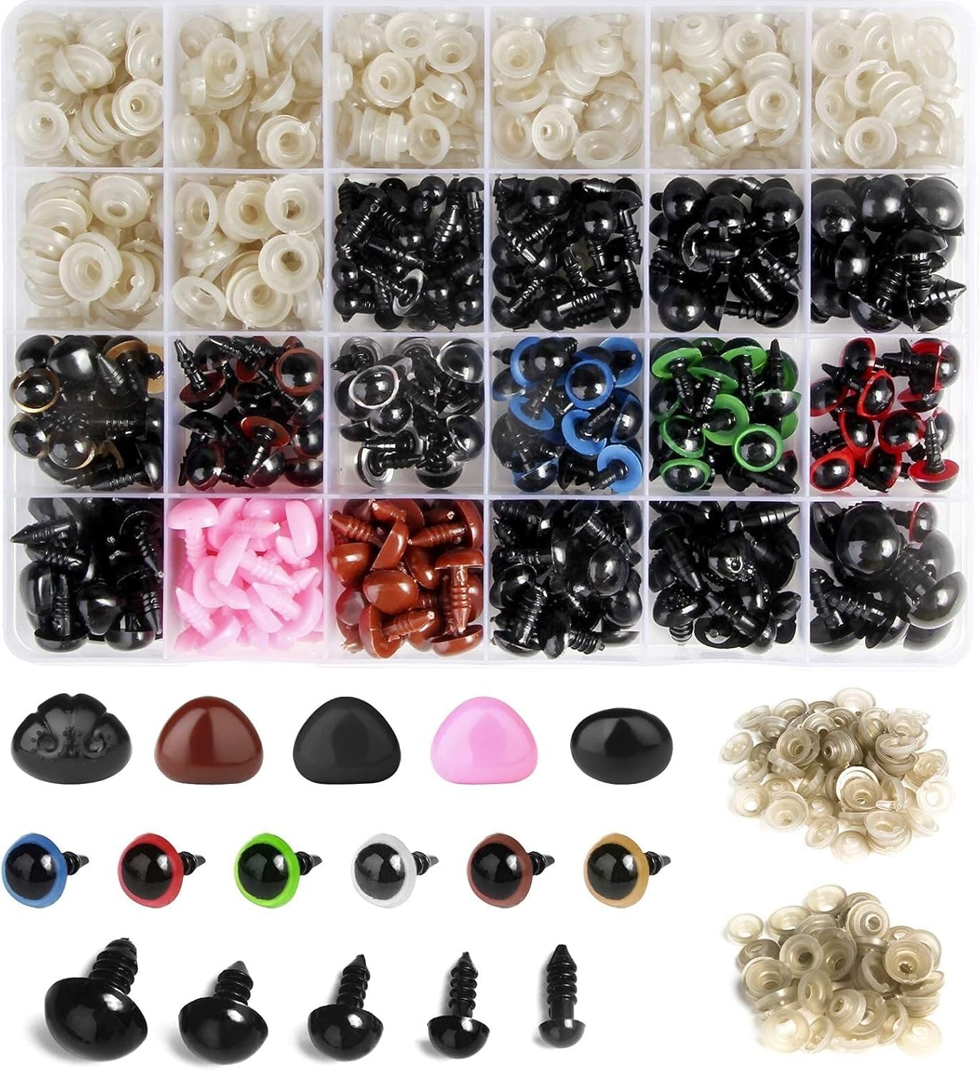 600PCS Safety Eyes and Noses for Amigurumi – 6–14mm Colorful child-size