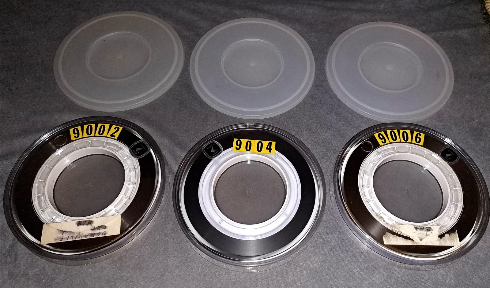 3 Quadronix 9-Track 7" Computer Data Magnetic Tape Reels [w/Cases] c