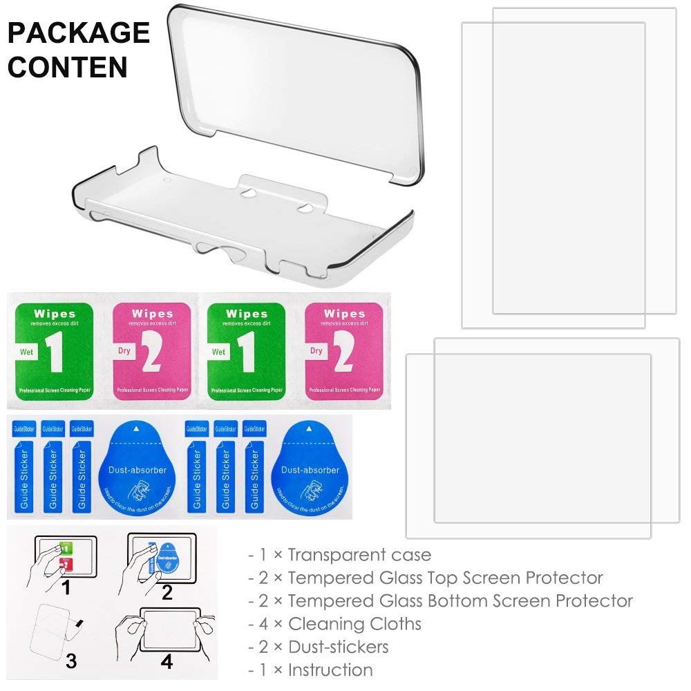 Hard Case Compatible New 2DS XL with 2 Packs Screen Protector, Anti-Scratch Cry