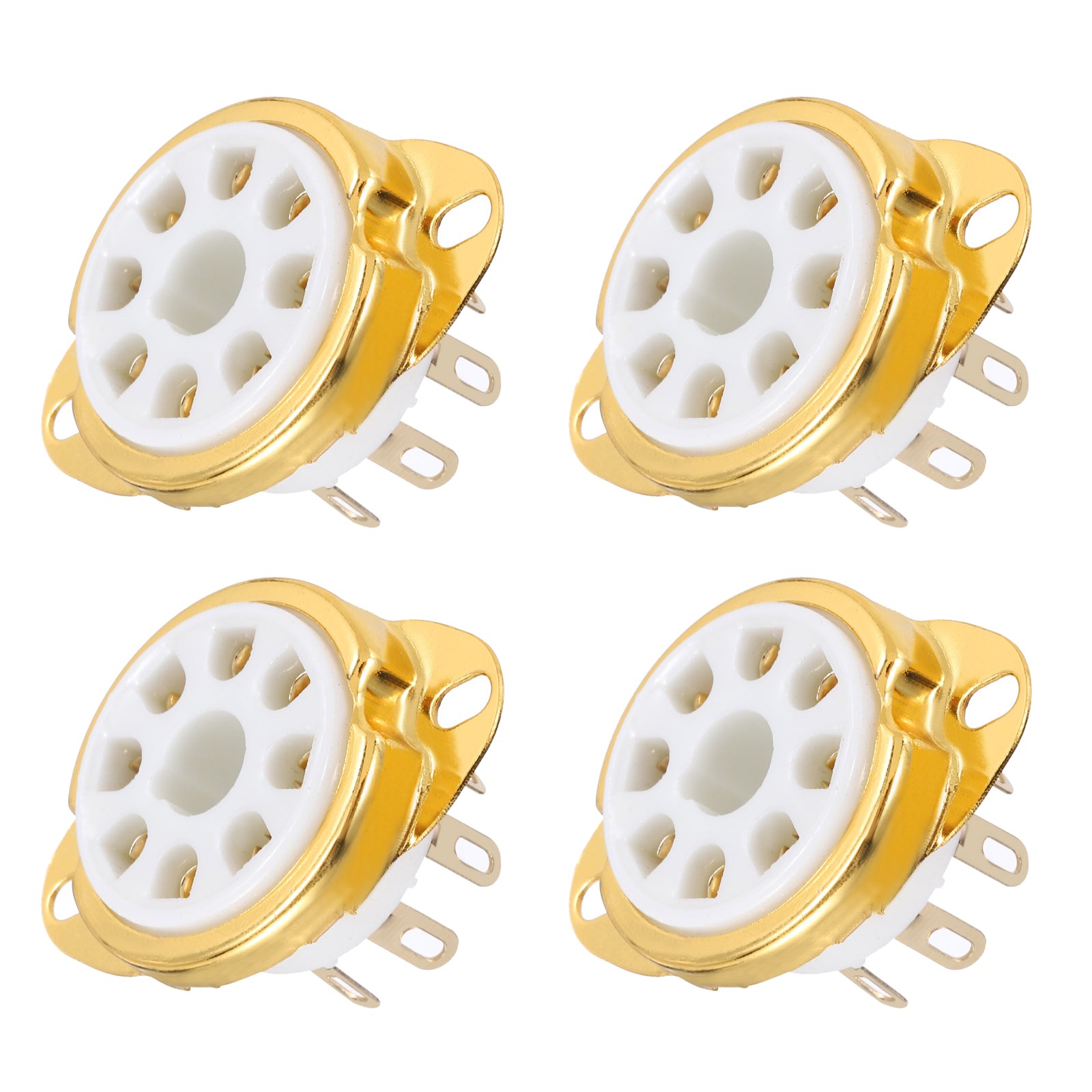 4 Pcs 8-pin Tube Socket Ceramic Vacuum Tube Protect Tube Pin Socket White