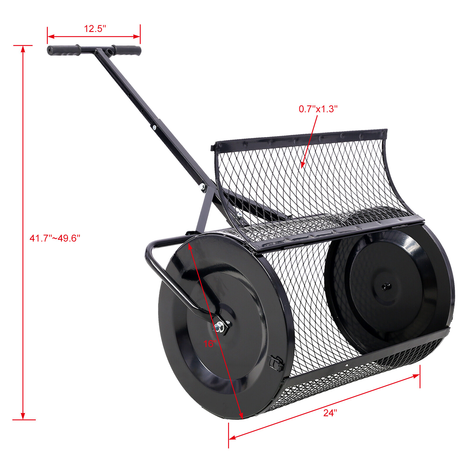 Compost Peat Moss Spreader 24inch Metal Mesh with T shaped Handle for Seeding
