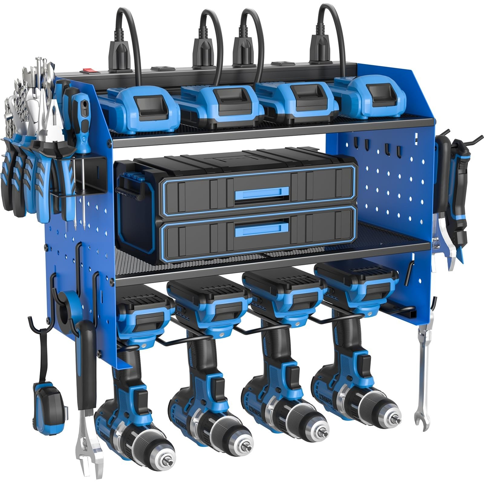 ZESEN Power Tool Organizer with Charging Station, Heavy Duty 4 Layer Drill Ho...