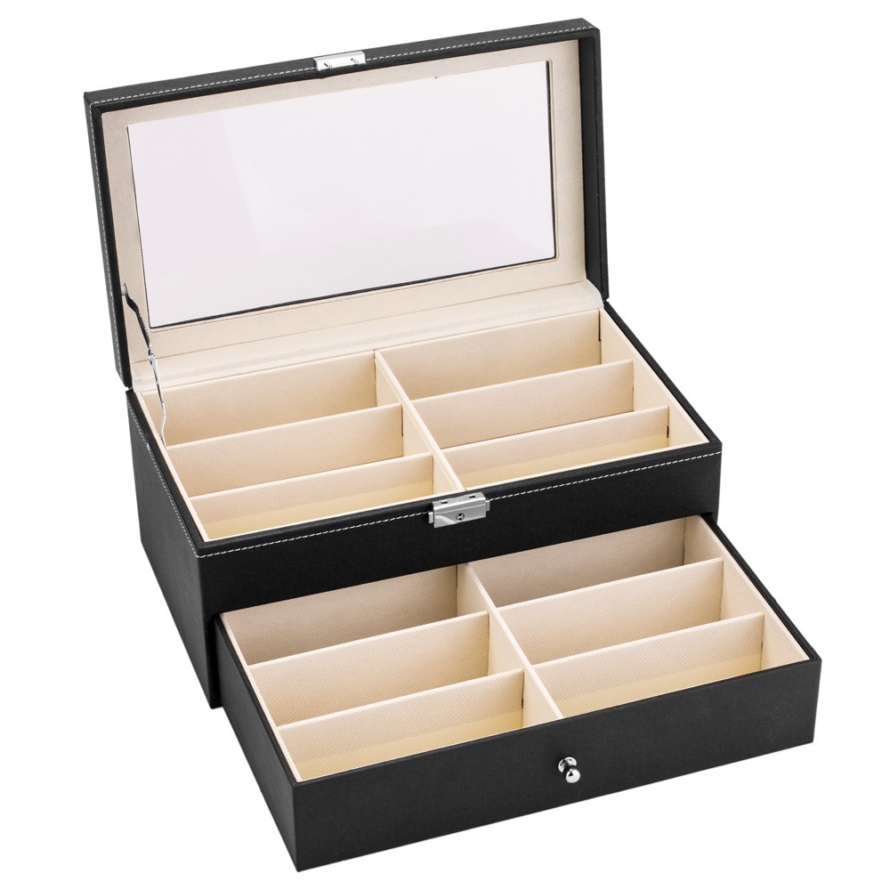 12 Piece Eyeglasses Storage and Glasses Display Drawer Lockable Case Organizer