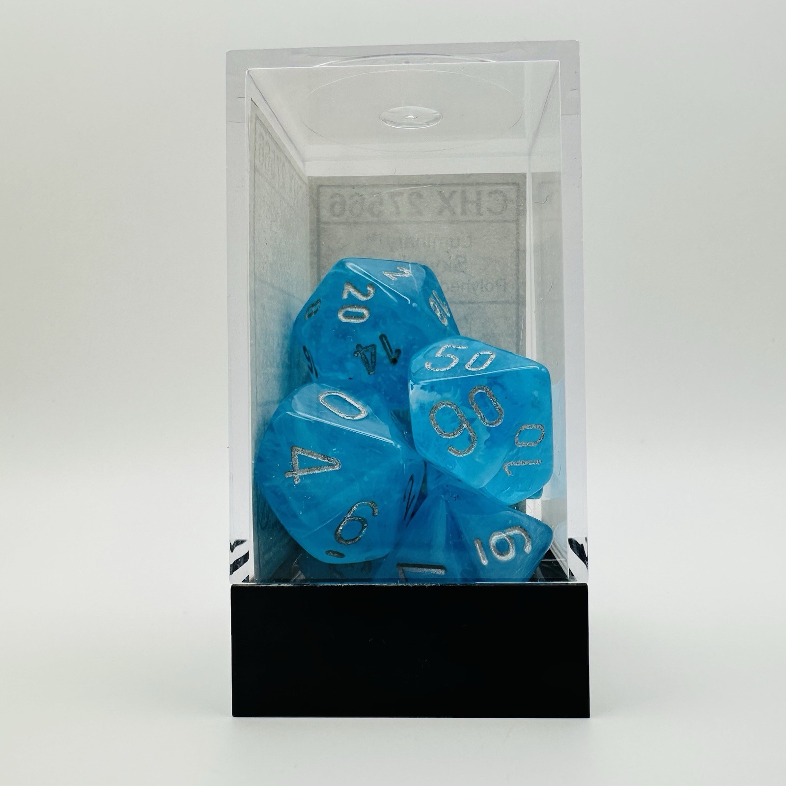 Chessex CHX 27566 Polyhedral Luminary Sky/Silver 7 Die Set Glows In The Dark New
