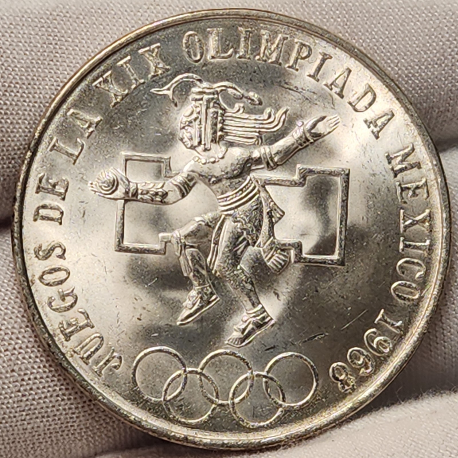 Mexico 1968 25 Pesos Silver Coin Olympic Ley 0.720 Silver KM# 479 BN - Mx-37M