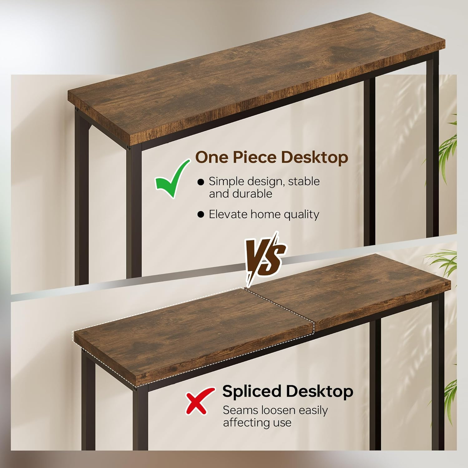 Narrow Entryway Console Table & Sofa Side Table - Industrial Hallway Table for S
