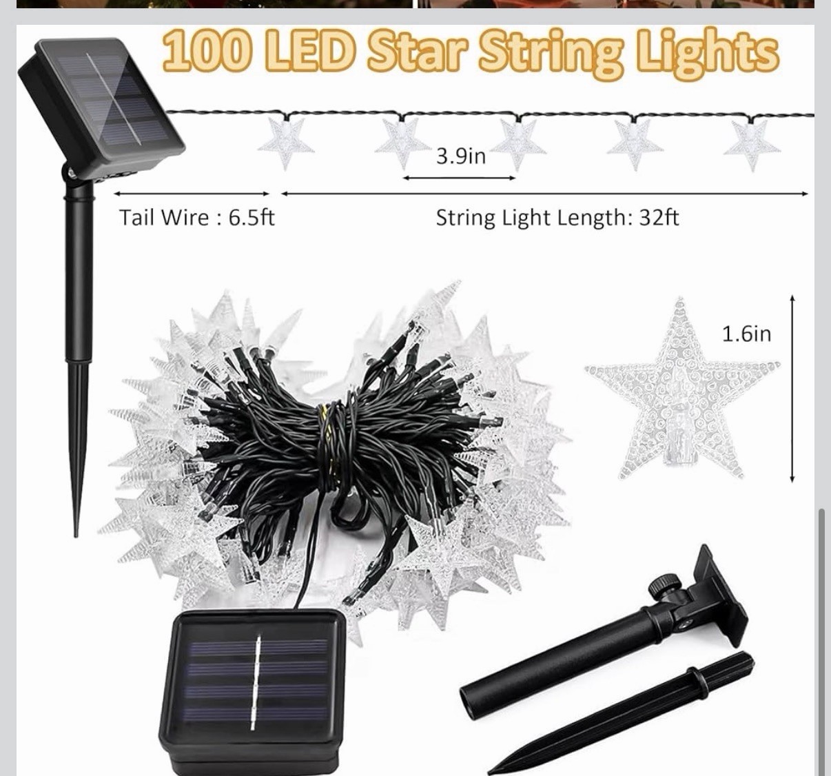 Twinkle Solar Star String Lights Outdoor Waterproof
