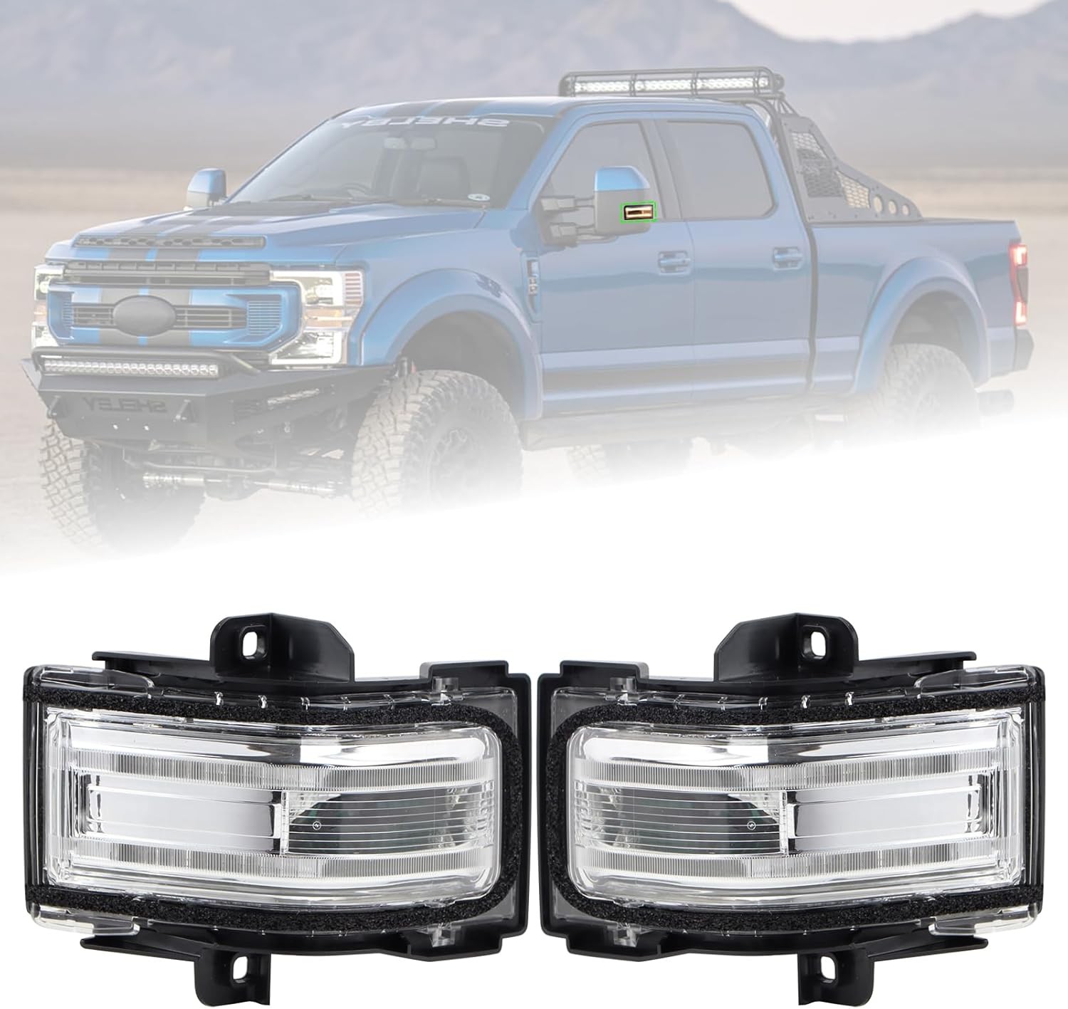 A Pair Door Tow Mirror Turn Signal Light Fit for 2015-2025 Ford F150 F250 F35...