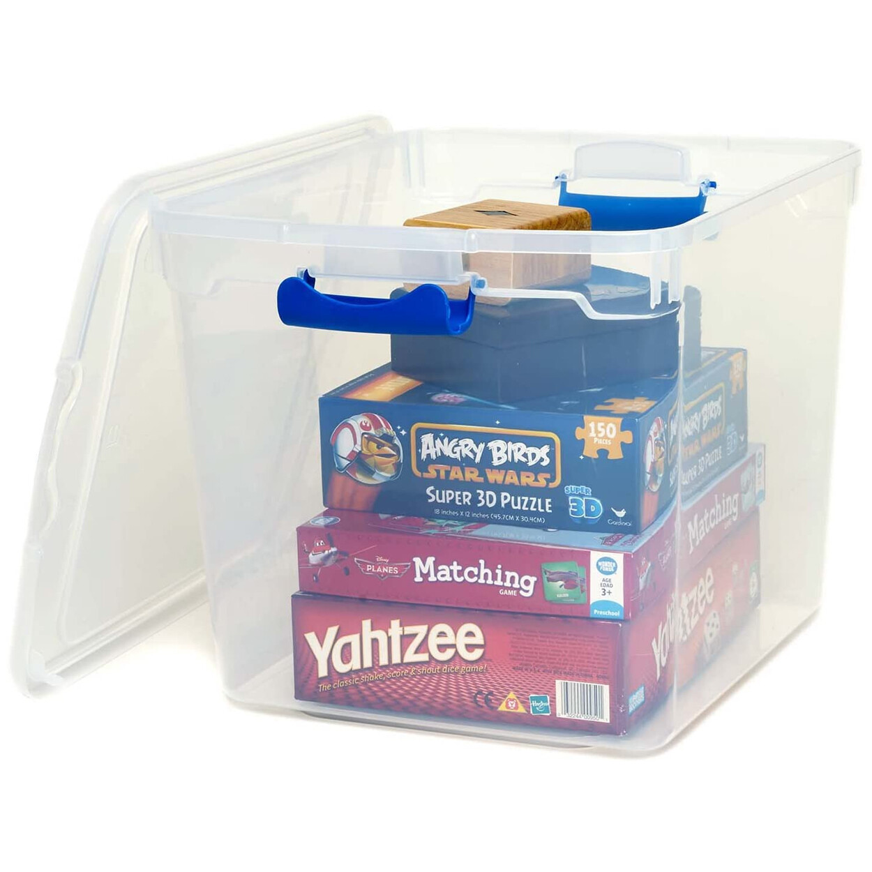 Homz 31 Quart Heavy Duty Clear Plastic Stackable Storage Containers, 16 Pack