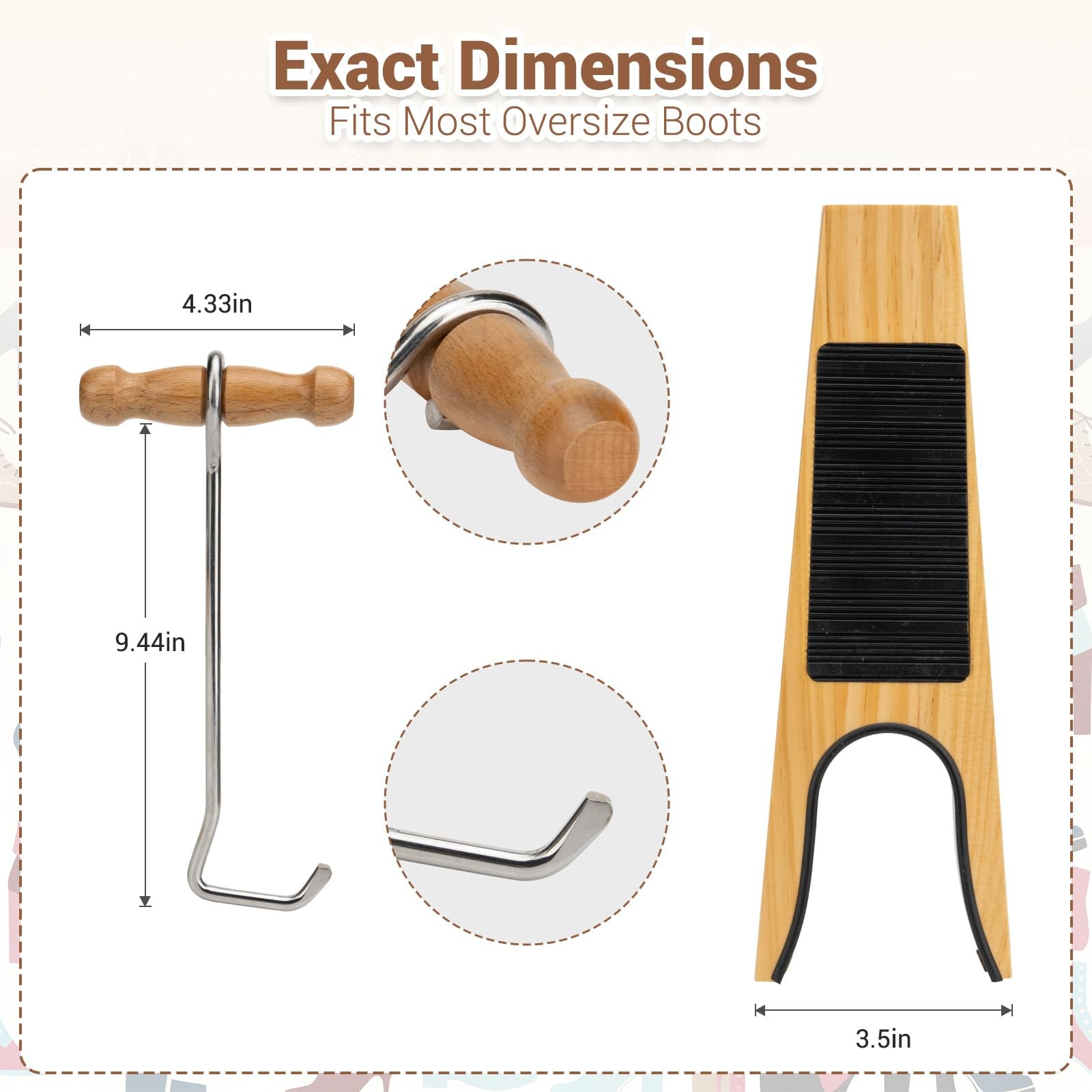 Boot Jack - Solid Wood Boot Remover for Cowboy Boots, Effortlessly Remove Wor...