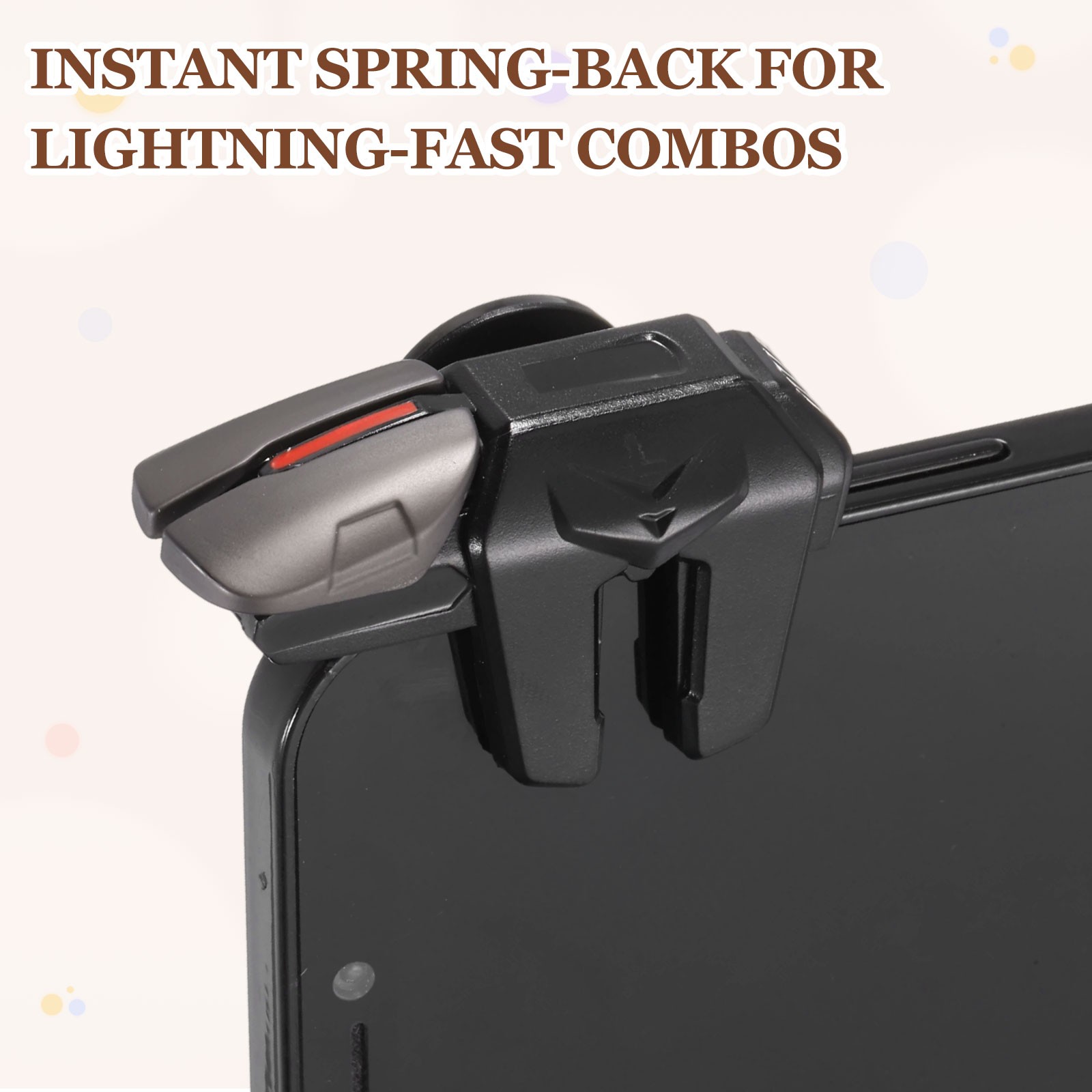 1 Pair Mobile Game Controller Triggers, 6 in 1 Black