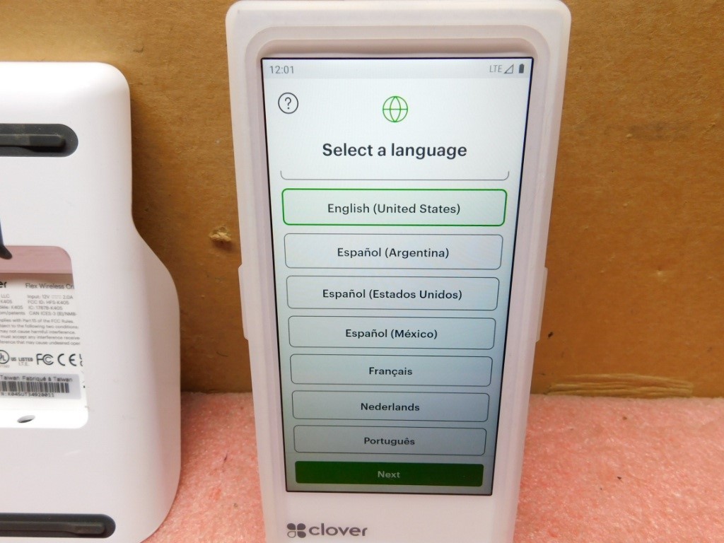CLOVER Flex C405 Terminal w/ K405 Wireless Charging Cradle