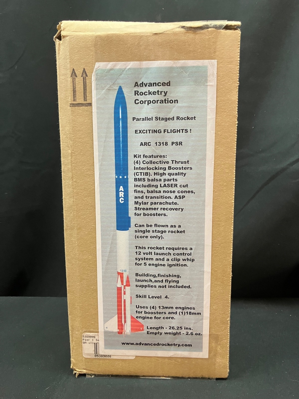 ADVANCED ROCKETRY CORP. ARC-1318 PARALLEL STAGED FLYING MODEL ROCKET KIT -Open