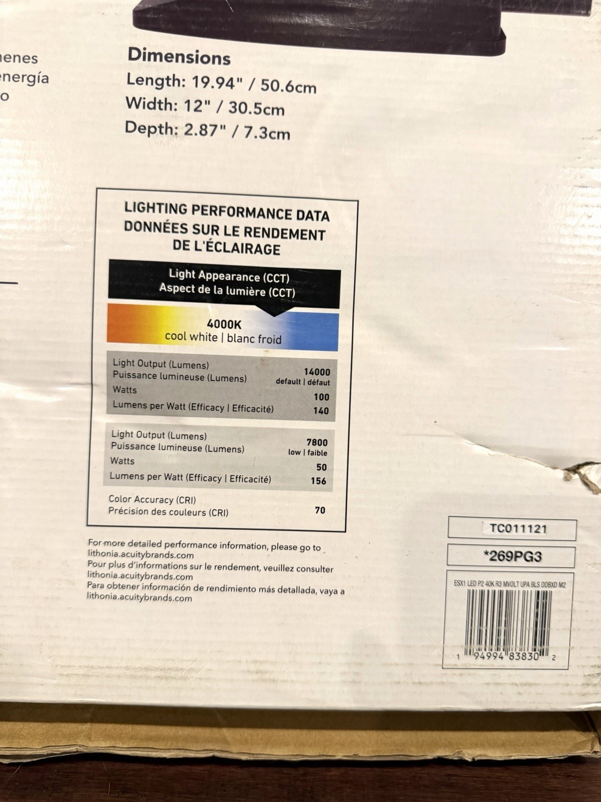 Lithonia Lighting ESX1 LED P4 4000K Type 3 Optic MVOLT Pole Bi-Level Area Light