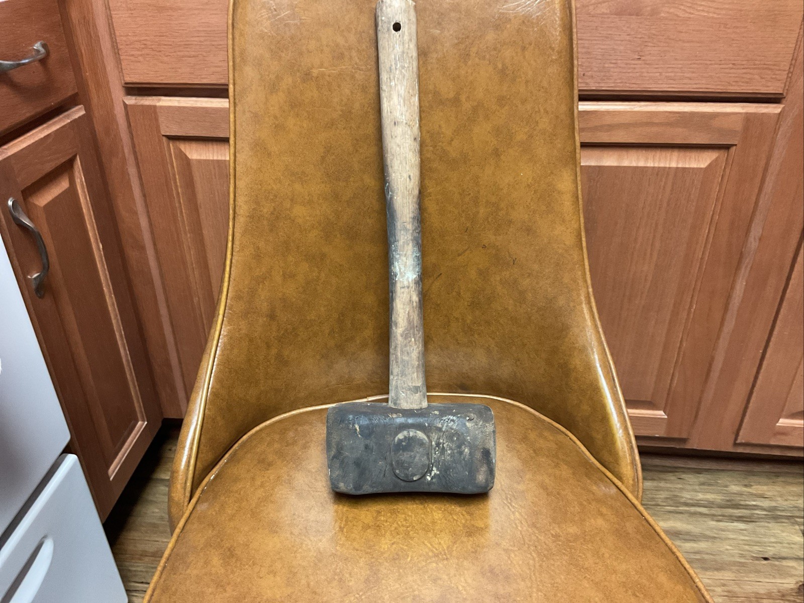 Vintage Old Large Rubber Mallet. 2.3 Lbs. 18 Inches Long.