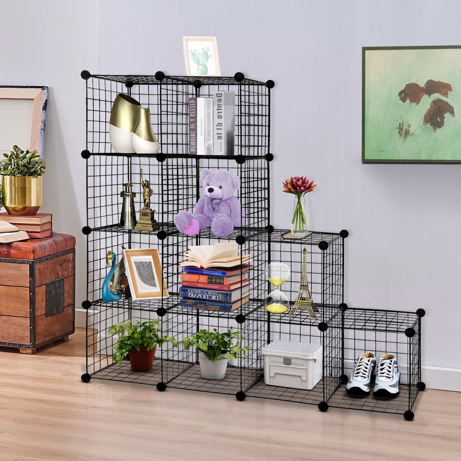 2X 12-Cube Storage Shelf Storage Bins Wire Cube Storage Organizer Modular