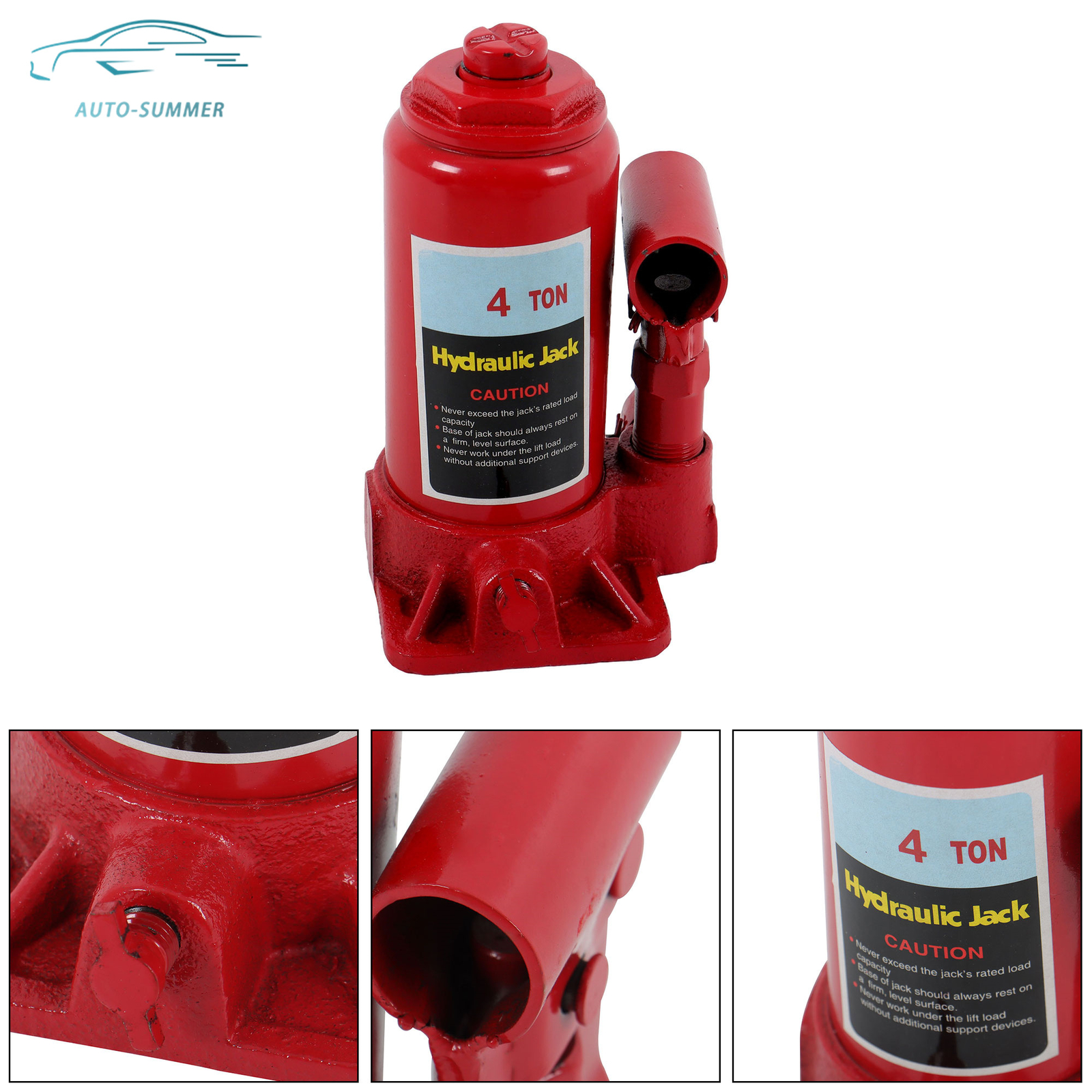 Red 6Ton Welded Portable Bottle Jack Heavy Duty Car Lift Repair Tool