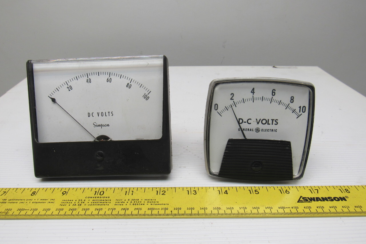 General Electric 50-162011MTMT Mixed Lot 1-100  0-10 VDC Analog Ammeter Lot Of 2