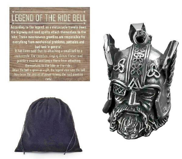 Viking God Odin RIDE BELL CHROME STEEL FIT HARLEY Motorcycles Biker Gremlin USA