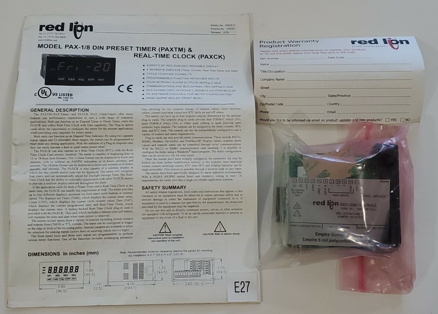 *NEW* RED LION CONTROLS MPAXCK00 DISPLAY MODULE INPUT REAL TIME CLOCK 85-250VAC