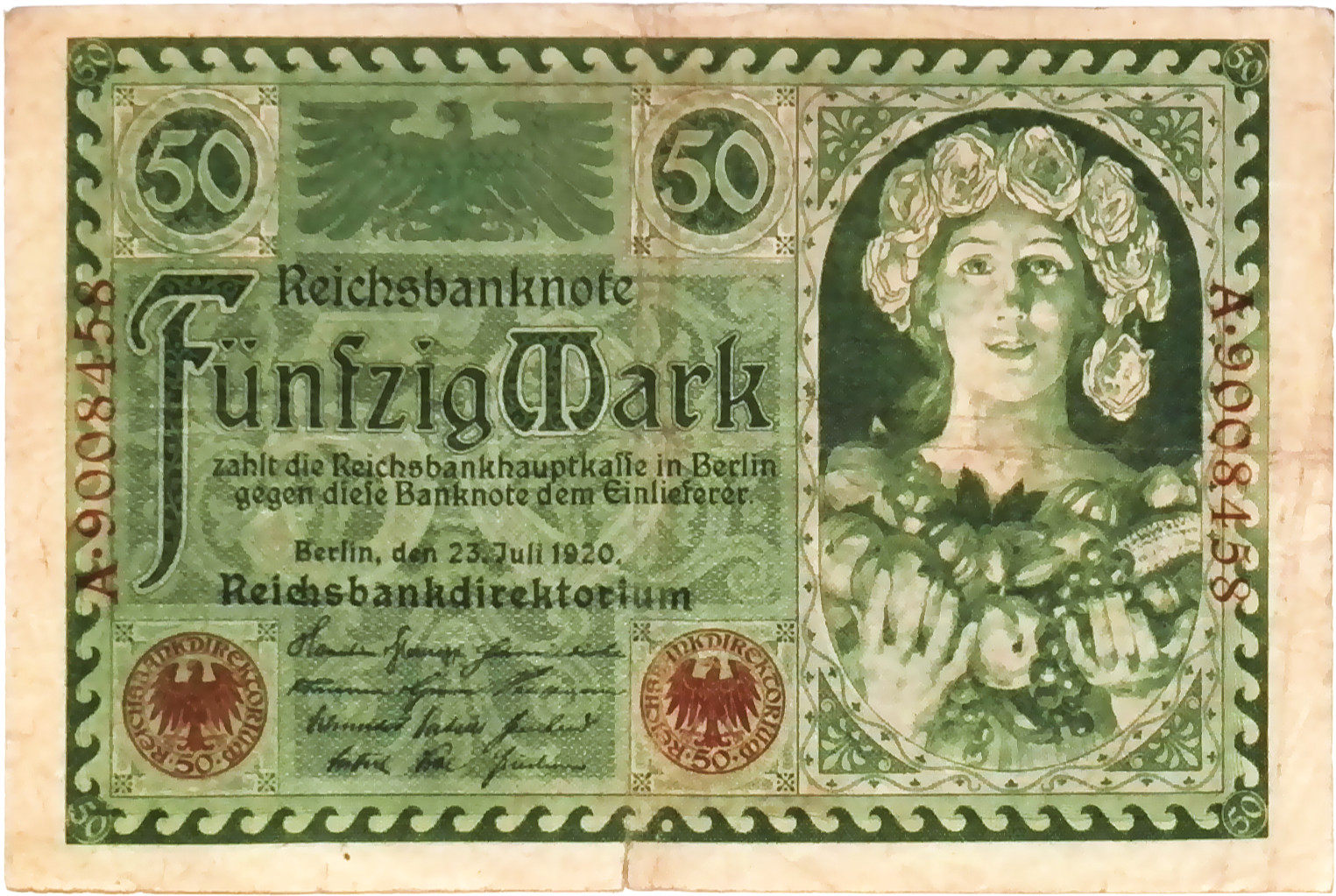 1920 Germany Weimar Republic 50 Mark Banknote
