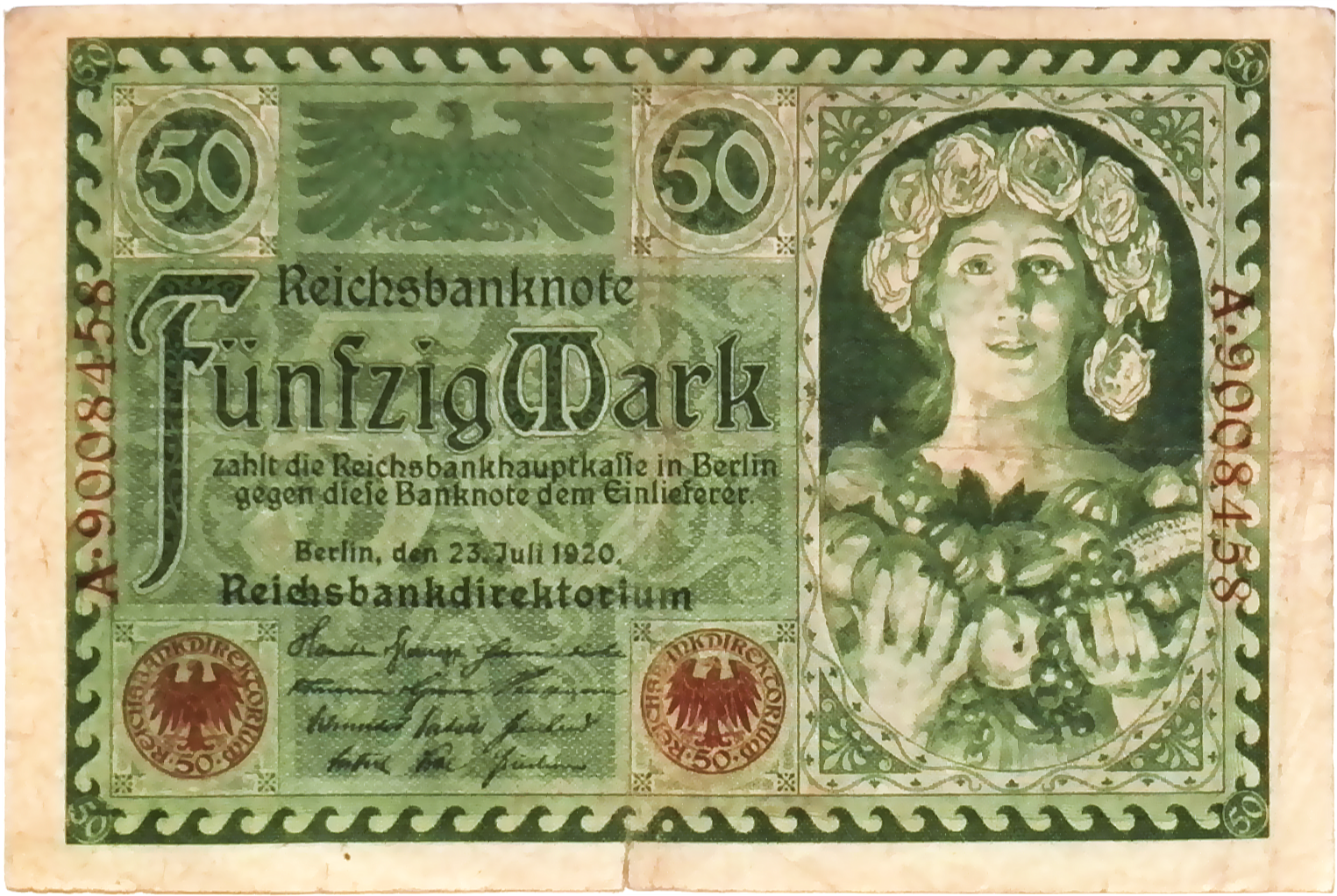 1920 Germany Weimar Republic 50 Mark Banknote