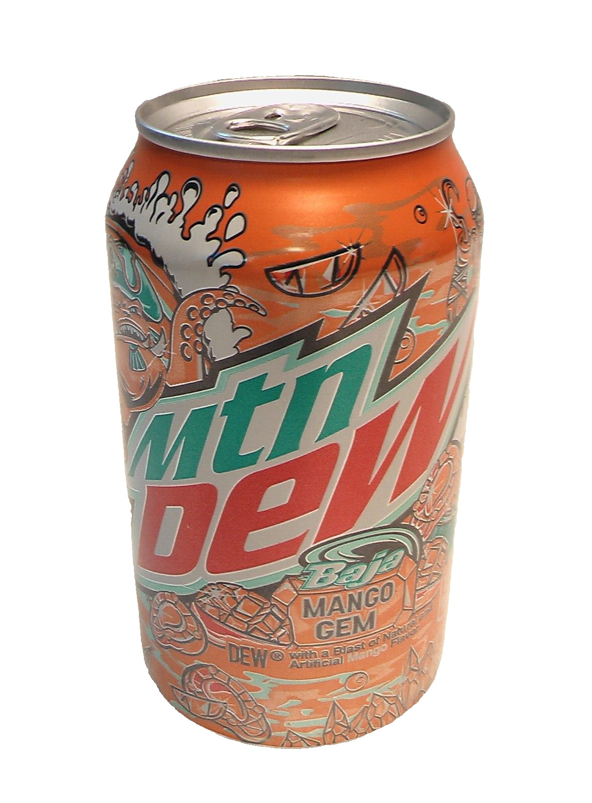 EMPTY BAJA MANGO GEM MTN. DEW MOUNTAIN DEW BLAST OF NEW FLAVOR 12 OUNCE CAN