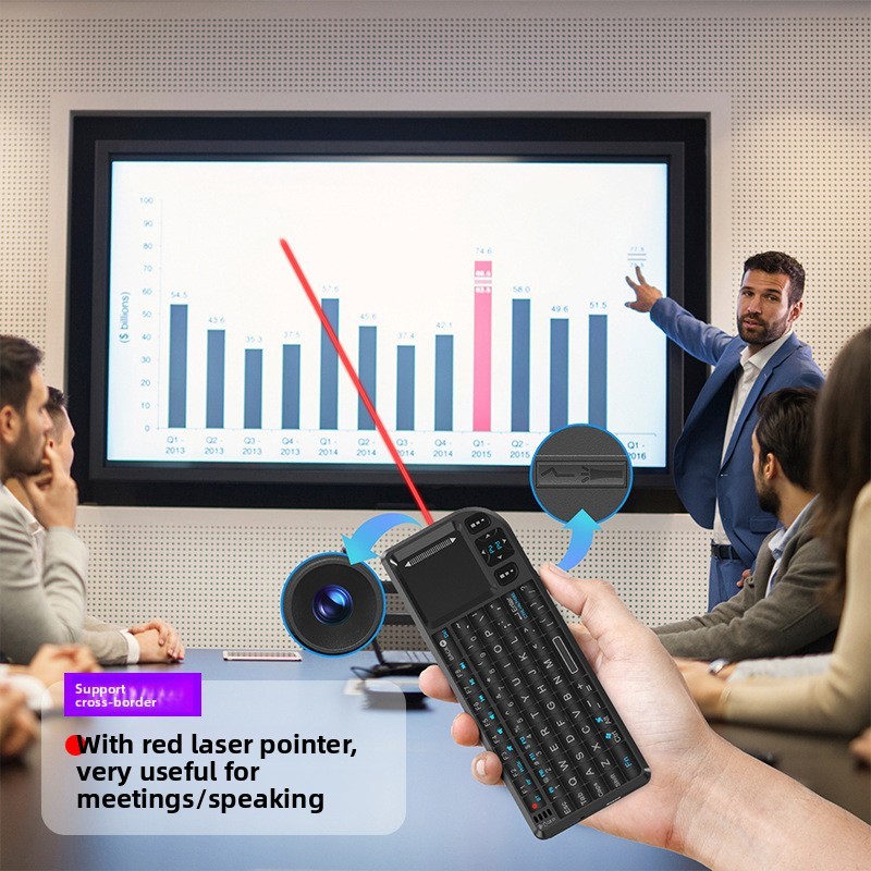 NEW-K808V2 Mini Wireless Keyboard Touchpad 2.4G/Bluetooth Laser Pointer