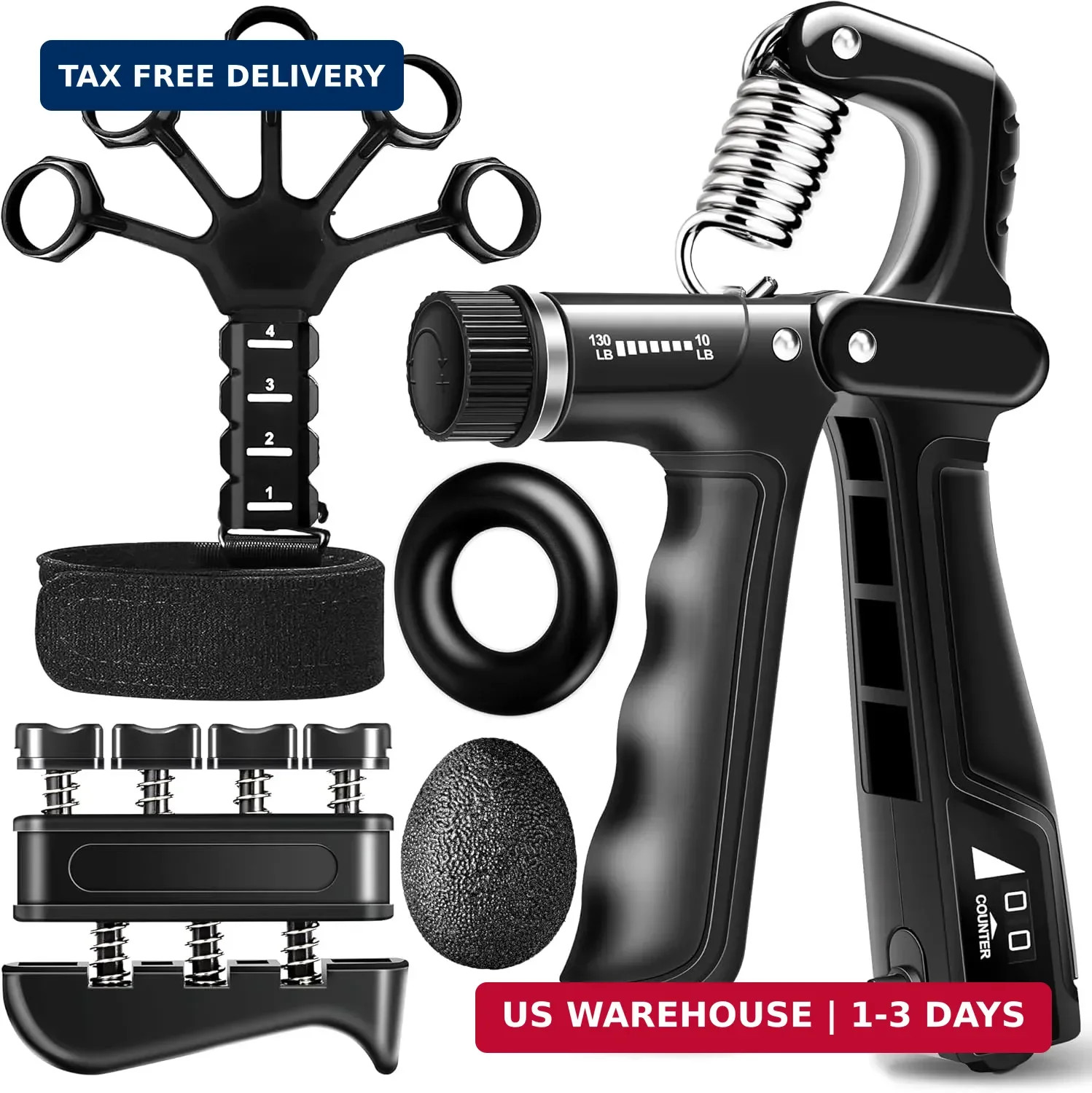 Grip Strength Trainer Kits (5 Pack), Forearm Strengthener with Adjustable Resist