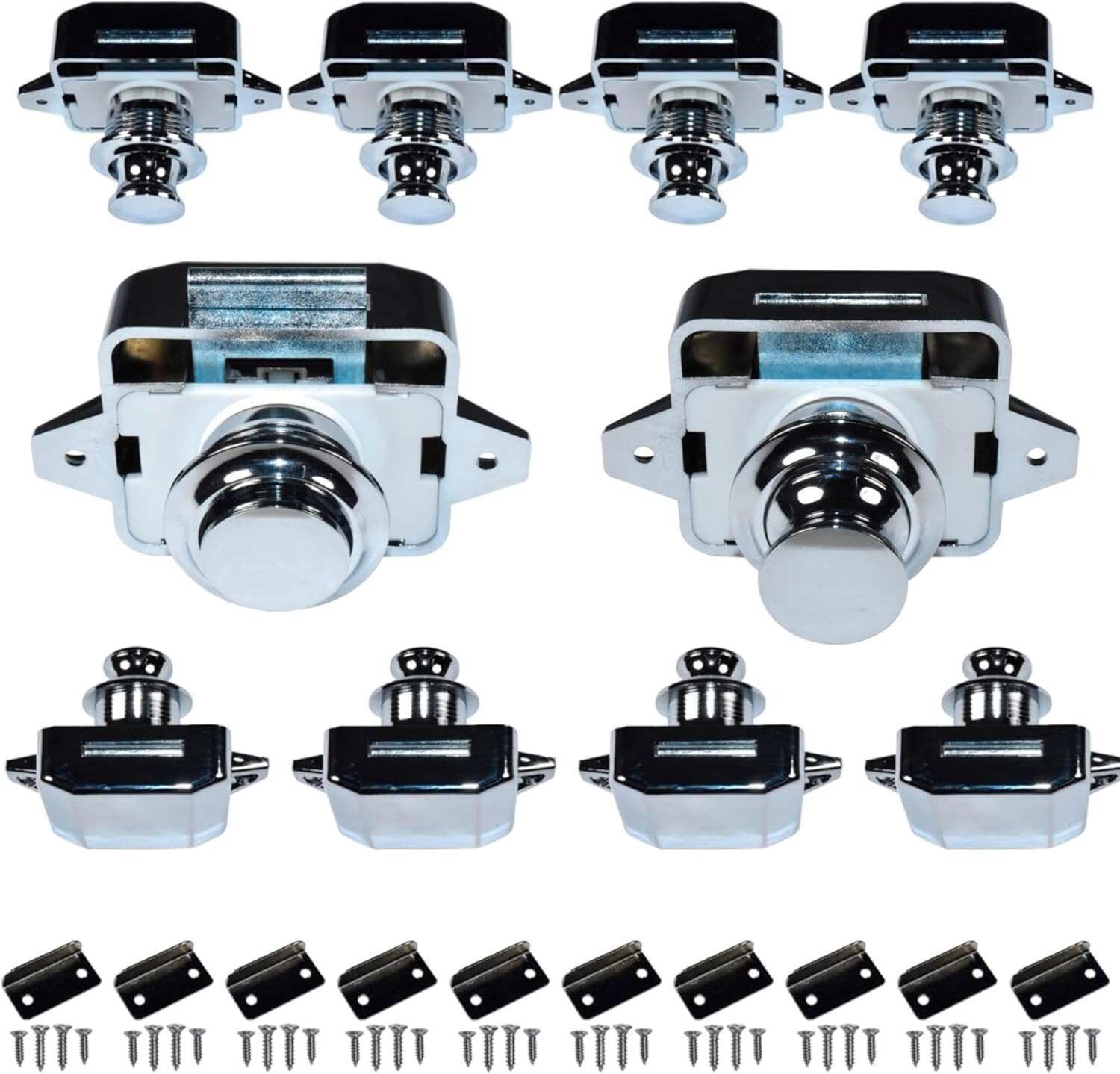 10x HQRP RV Yachts Push Button Latch Cabinet Door Catch Keyless Cupboard Locks