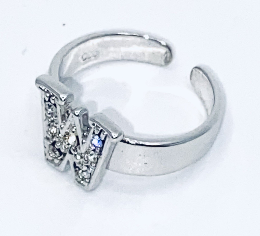 Mark Sterling 925 Silver Clear W Gemstones Toe Ring E2