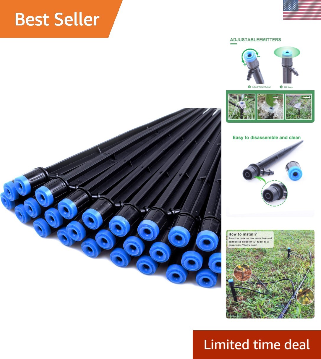 Effortless Watering: 50PCS Drip Emitters for Gardens, Lawns, and Flower Beds