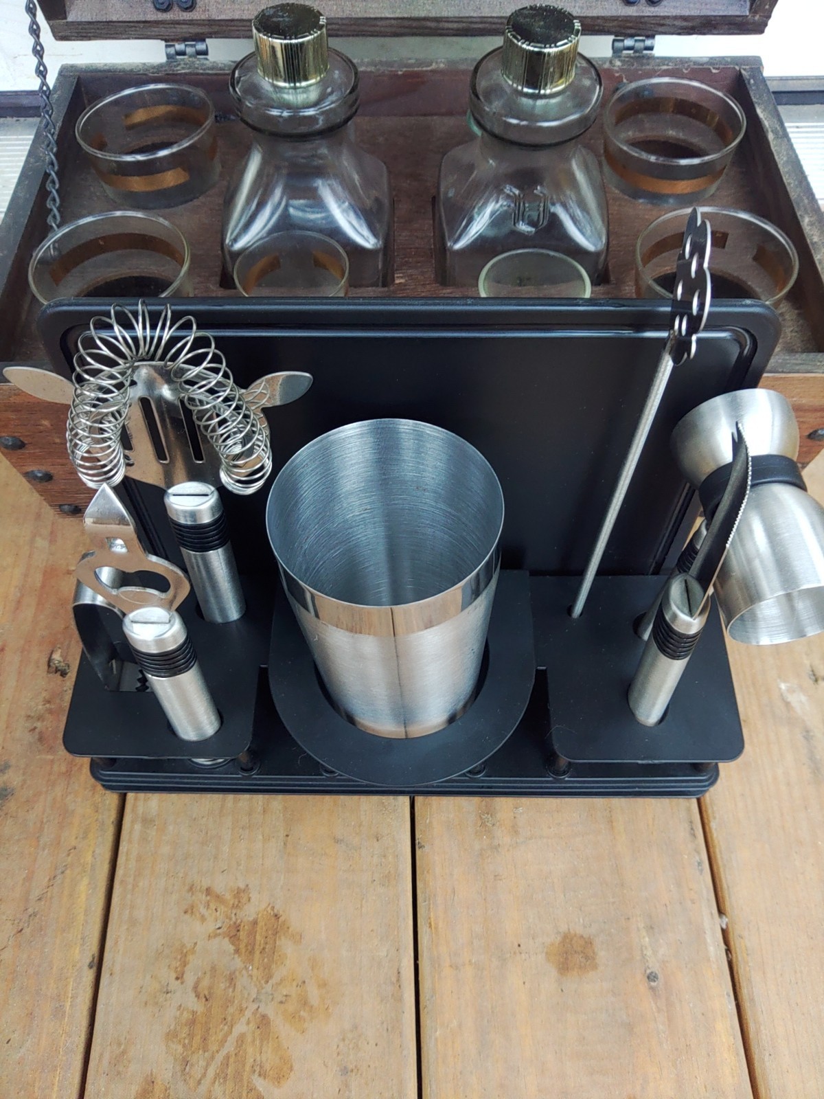 Vintage Treasure Chest Mobile Bar Plus Accessories