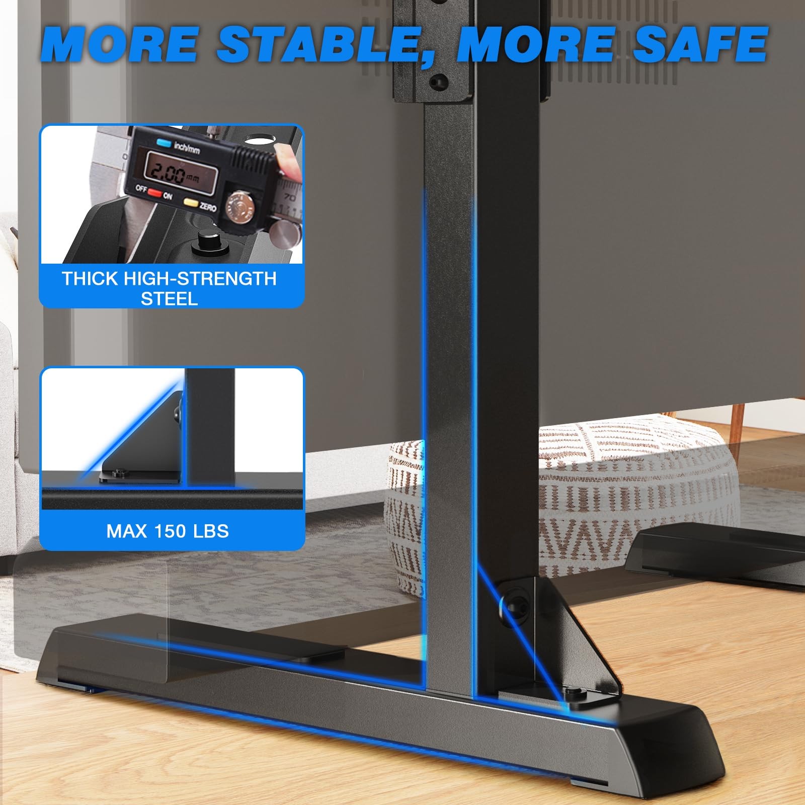 Universal TV Stand Base for 24-80 Inch TVs, Table Top TV Stand with Adjustabl...